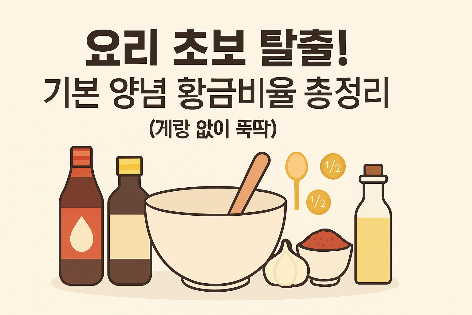 요리 초보 탈출! 기본 양념 황금비율 총정리 (계량 없이 뚝딱)