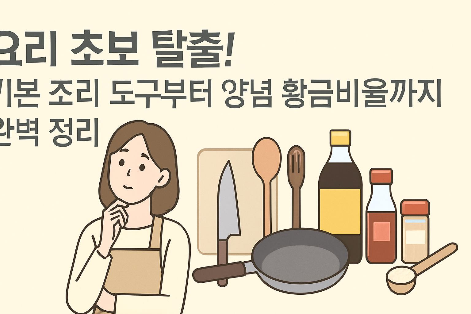 요리 초보 탈출! 기본 조리 도구부터 양념 황금비율까지 완벽 정리