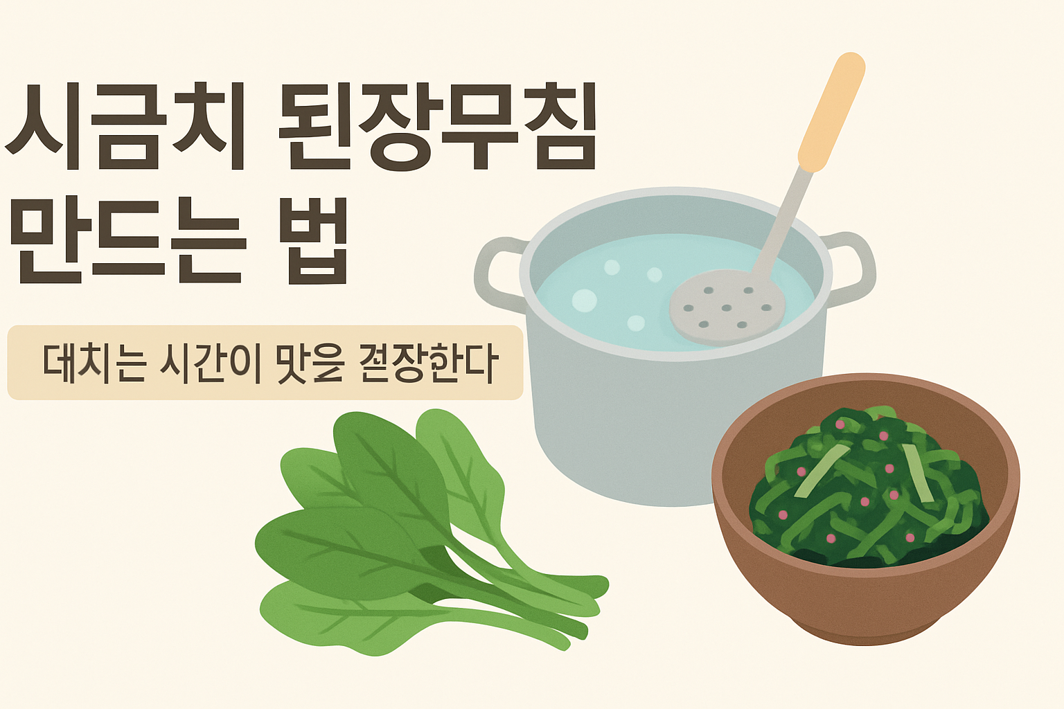 시금치 된장무침 만드는 법 — 데치는 시간이 맛을 결정한다