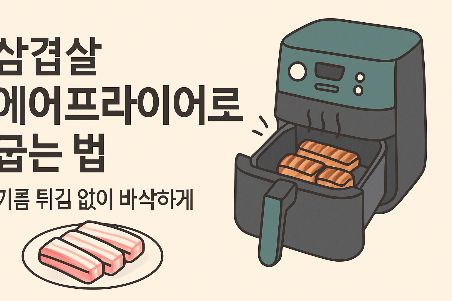 삼겹살 에어프라이어로 굽는 법 — 기름 튀김 없이 바삭하게
