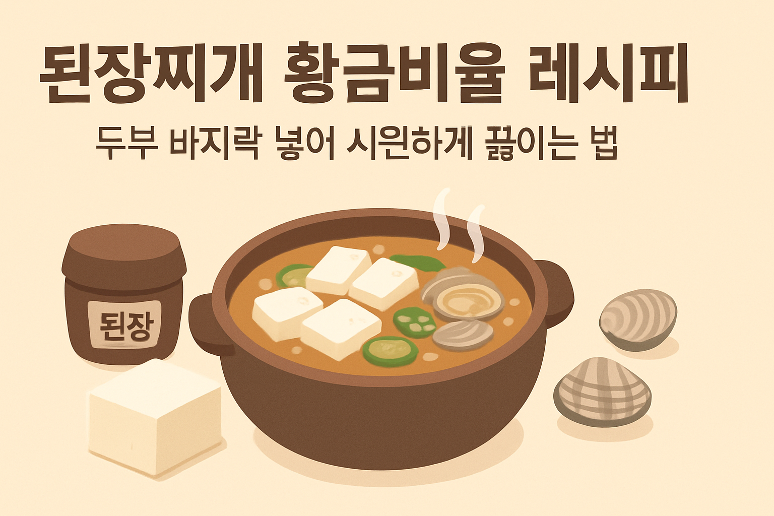 된장찌개 황금비율 레시피 — 두부 바지락 넣어 시원하게 끓이는 법