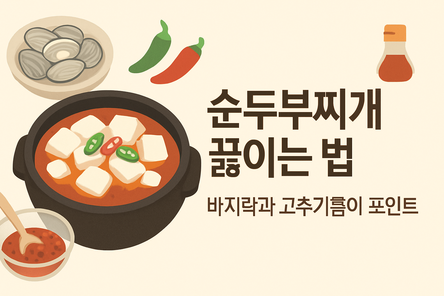 순두부찌개 끓이는 법 — 바지락과 고추기름이 포인트