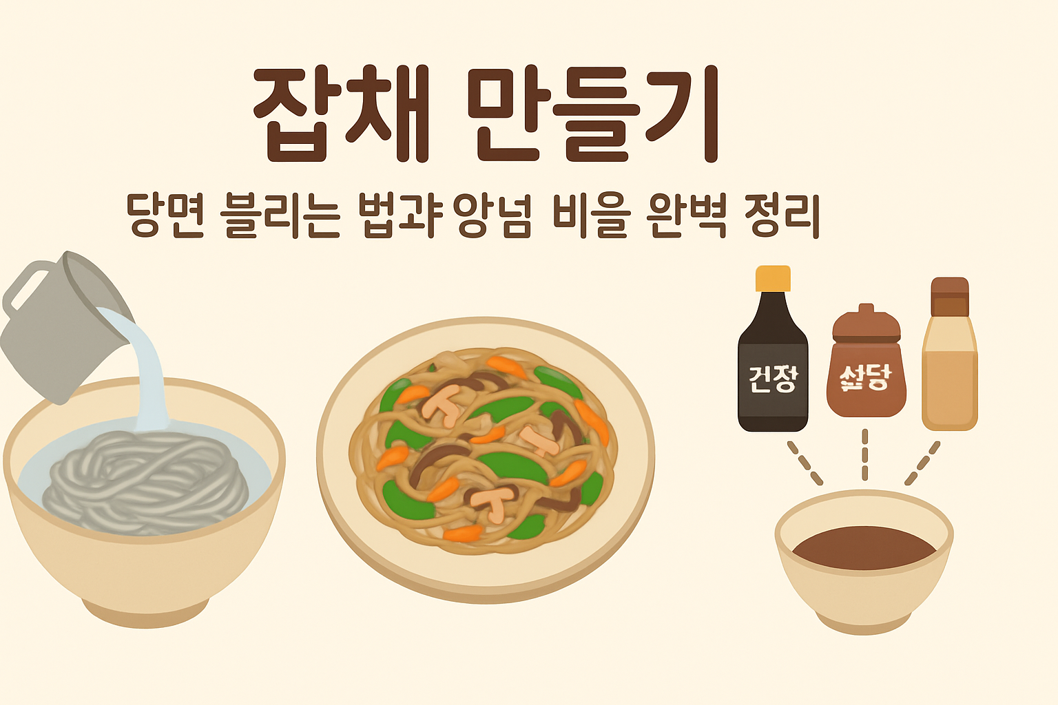 잡채 만들기 — 당면 불리는 법과 양념 비율 완벽 정리