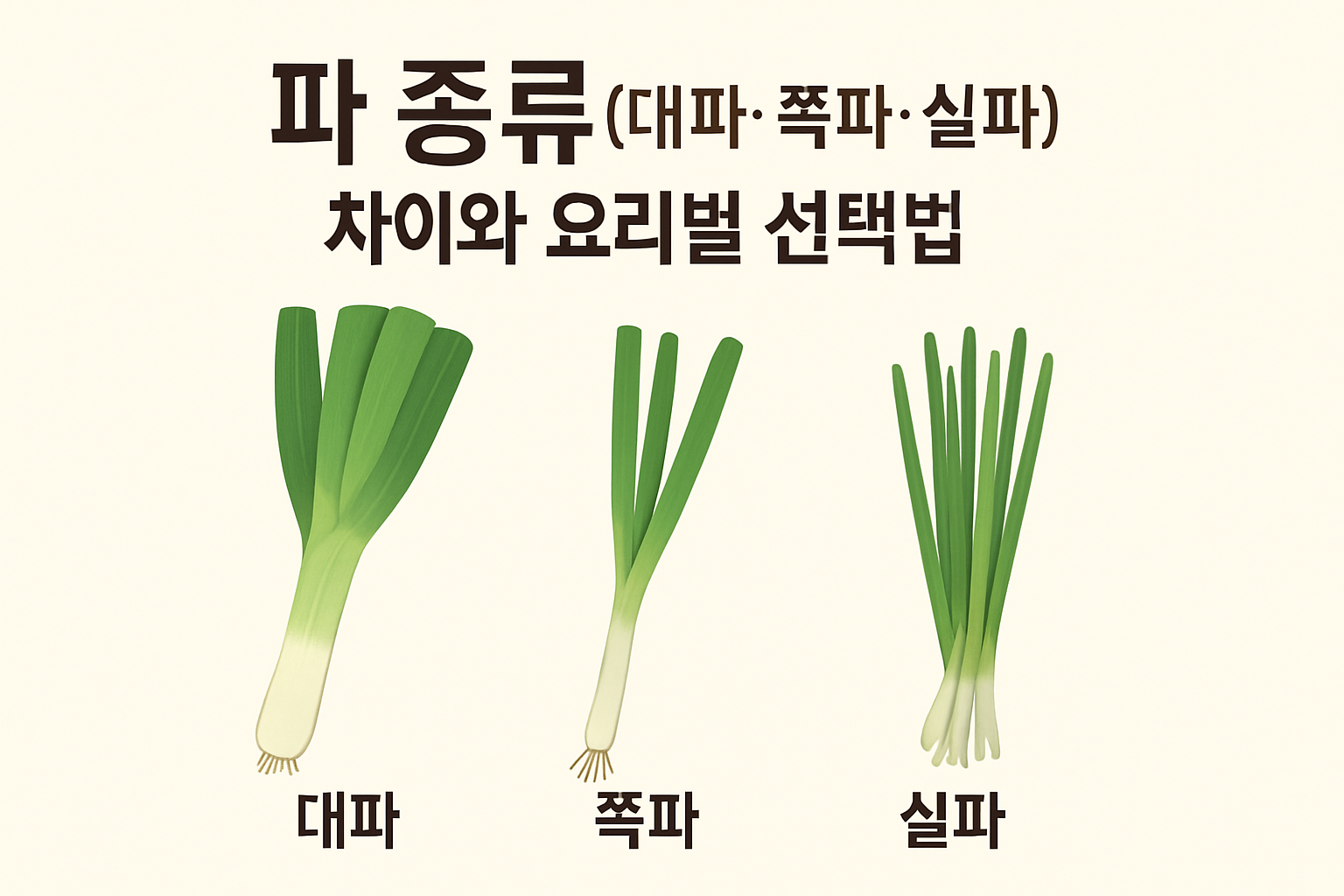 파 종류(대파·쪽파·실파) 차이와 요리별 선택법