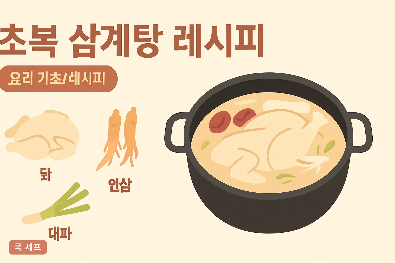 초복 삼계탕 레시피 2026 물 양·황금비율로 뽀얀 국물 실패 없이 완성하는 법