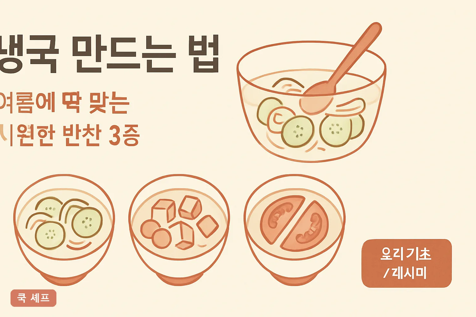 냉국 만드는 법 — 여름에 딱 맞는 시원한 반찬 3종 10분 완성 황금비율 2026 완벽정리