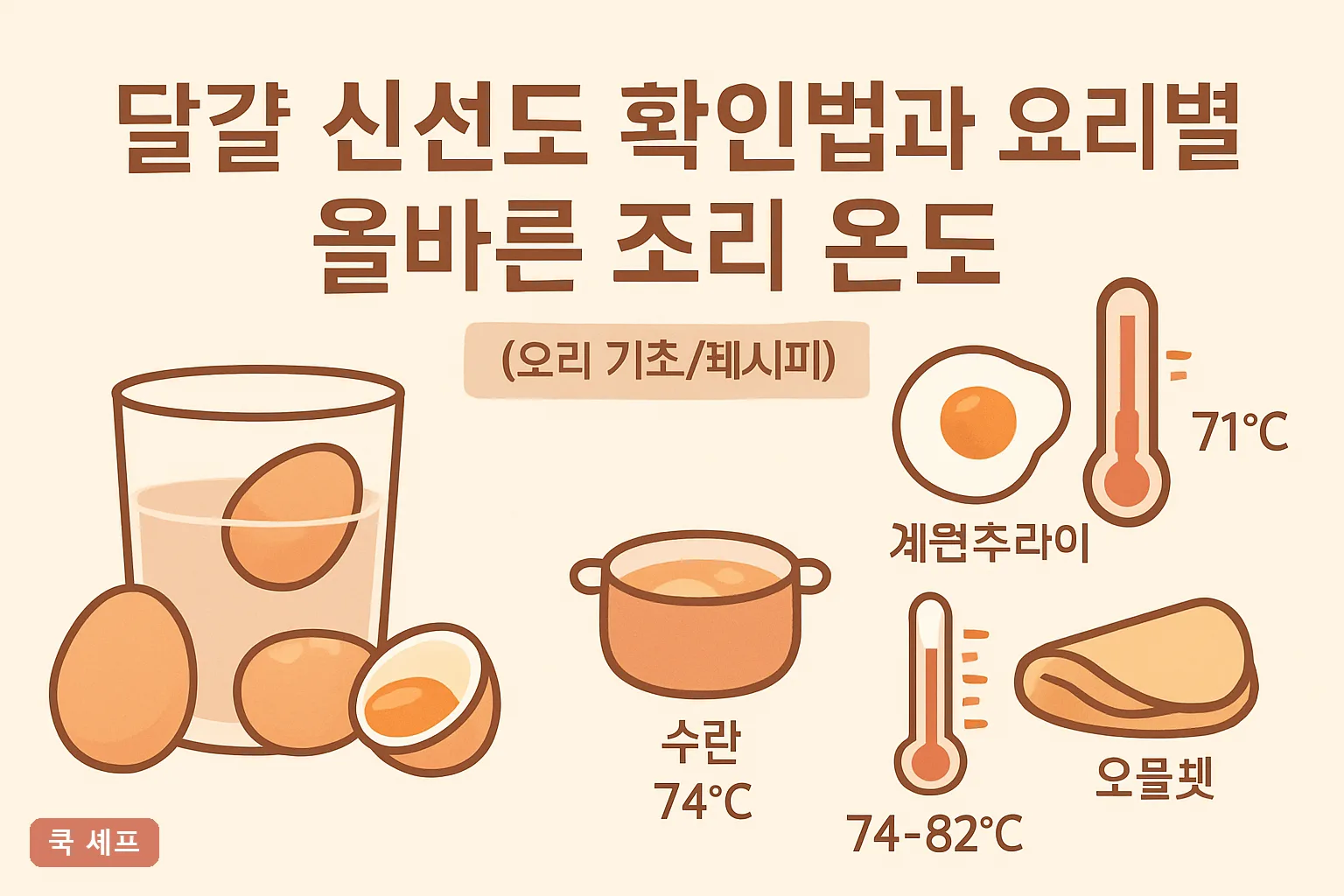 달걀 신선도 확인법과 요리별 올바른 조리 온도 2026 완벽정리｜물테스트부터 온도표까지