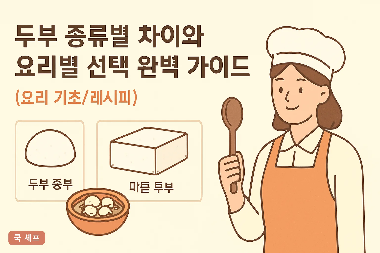 두부 종류별 차이와 요리별 선택 완벽 가이드 2026｜순두부·연두부·찌개·부침두부 4종 총정리