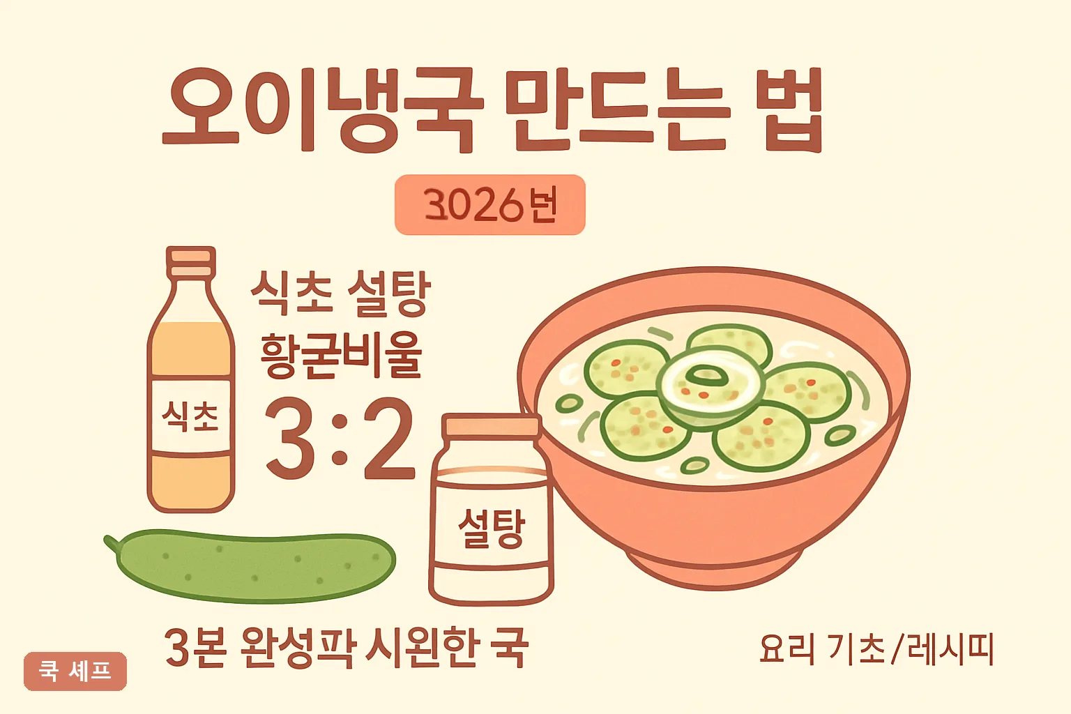 오이냉국 만드는 법 2026년 식초 설탕 황금비율 3분 완성과 시원한 국물 유지 4원칙 총정리